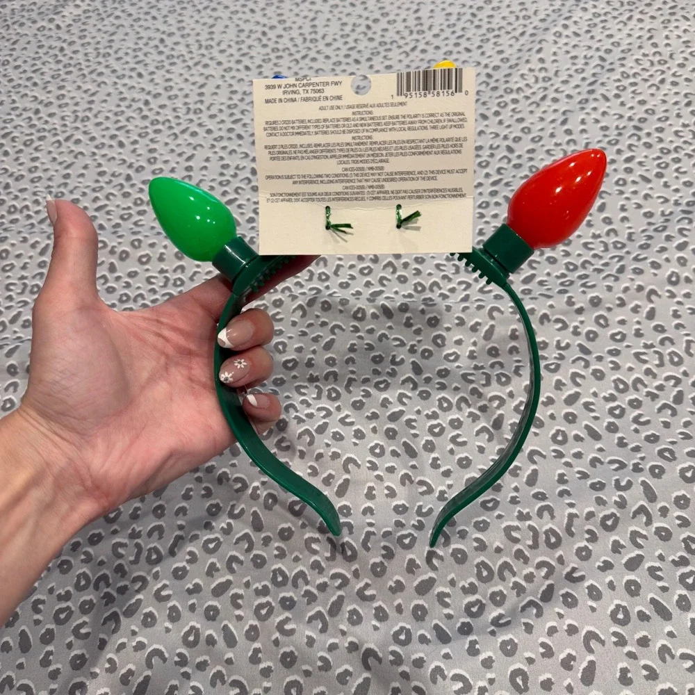 Christmas Light Up Headband‎ Holiday Bulbs Multi Color Festive Accessory NWT
